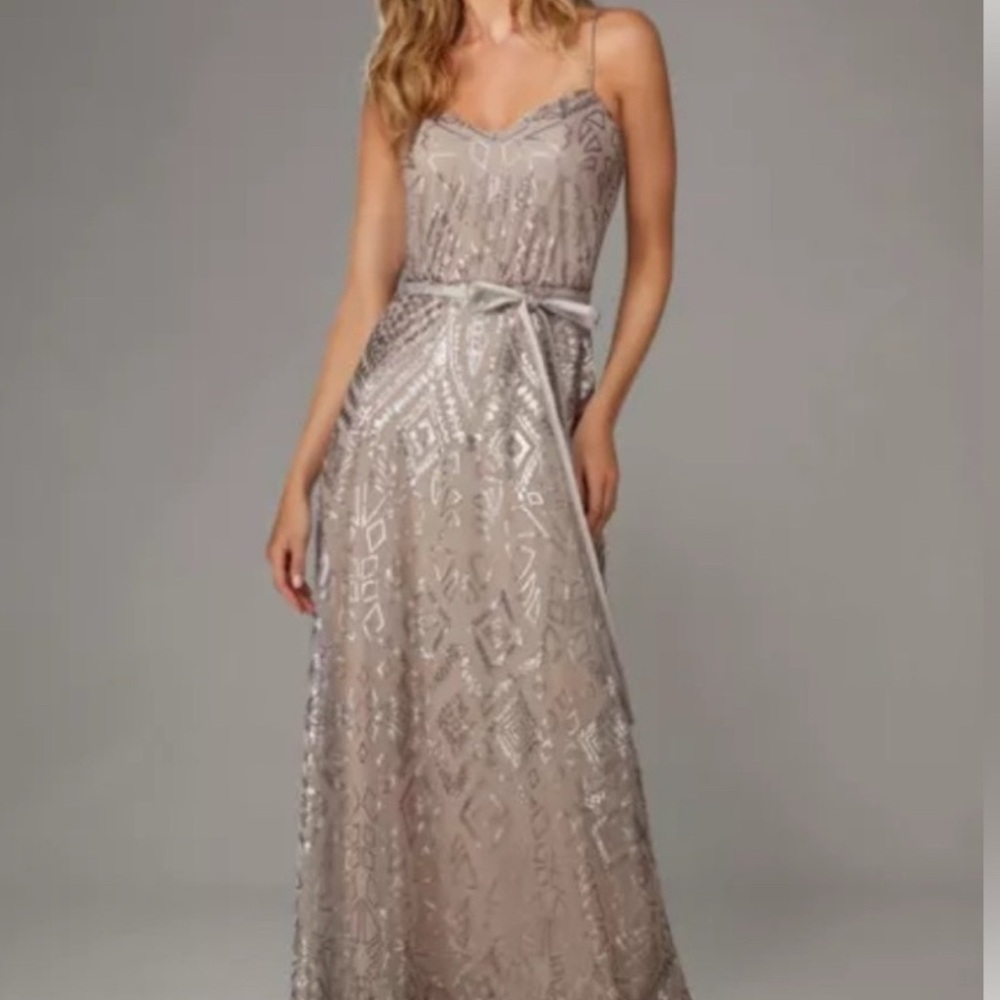 Chic Silver Patterned Maxi Dress - image 1